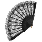 Eventail dentelle noire 24 cm adulte