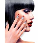 Faux ongles adhsifs argents ensanglants femme halloween