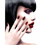 Faux ongles adhsifs noirs ensanglants femme halloween