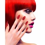 Faux ongles adhsifs rouge paillets adulte