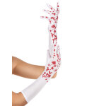 Gants longs blancs ensanglants femme halloween
