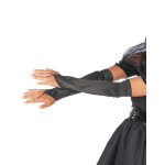 Gants longs satins noirs sans doigts adulte