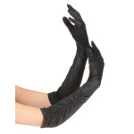 Gants mi - longs noirs froncs femme