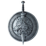 Glaive et bouclier de guerrier au loup adulte