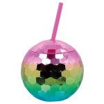 Gobelet boule disco arc en ciel 600 ml