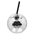 Gobelet boule disco avec paille argent 650ml