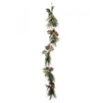 Guirlande feuillage vert et pommes de pin 1 m