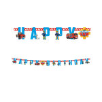 Guirlande happy birthday en papier sam le pompier 180 cm
