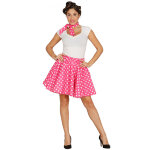 Jupe et foulard roses  pois annes 50 femme