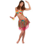 Jupe hawaenne courte multicolore avec fleurs adulte