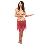 Jupe hawaenne courte rose adulte
