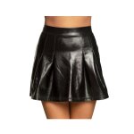 Jupe patineuse mtallise noire femme