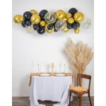Kit arche de 34 ballons halloween noir, or et transparent avec chauve - souris