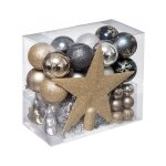 Kit d�corations de sapin or et argent 44 pi�ces