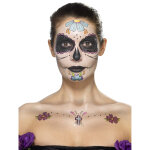 Kit maquillage fleurs bleues femme dia de los muertos