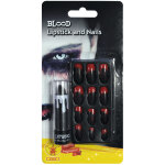 Kit rouge  lvre et faux ongles ensanglants adulte