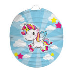 Lanterne en papier licorne bleue 22 cm
