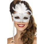 Loup v�nitien argent avec plumes blanches adulte