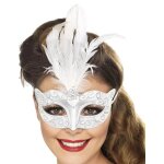Loup v�nitien argent� avec plumes blanches adulte