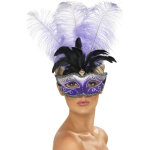 Loup v�nitien violet avec grandes plumes noire et violette adulte