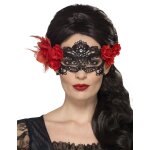 Masque dentelle noire dia de los muertos adulte