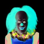 Masque en latex avec cheveux clown a adulte