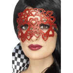 Masque  paillettes coeurs rouges adulte