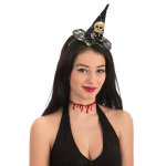 Mini chapeau de sorcire tte de mort halloween femme