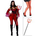 Pack dguisement diablesse femme avec collants et fourche halloween