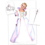 Pack dguisement princesse fille avec couronne et baguette
