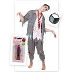 Pack dguisement zombie homme avec faux sang et maquillage halloween