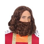 Perruque et barbe chtain jesus adulte