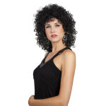 Perruque boucle noire femme