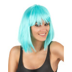 Perruque carr� mi - long bleu ciel femme