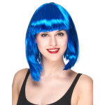 Perruque carr� mi - long bleue femme