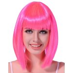 Perruque carr mi - long rose fluo femme