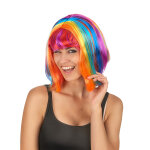 Perruque carr� multicolore avec frange femme