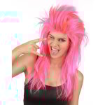 Perruque chanteuse de rock rose femme