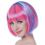 Perruque courte m�ch�e multicolore femme