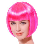 Perruque courte rose fluo femme
