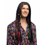 Perruque hippie noire homme