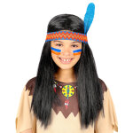 Perruque indien avec bandeau et plume enfant