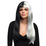 Perruque lisse noire et blanche femme