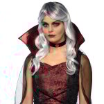Perruque longue blanche et grise halloween adulte