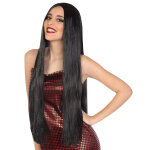 Perruque longue lisse noire 80 cm