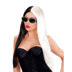 Perruque longue noire et blanche cruelle femme