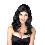 Perruque longue ondul�e noire femme
