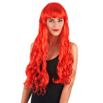 Perruque longue ondule rouge femme