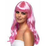 Perruque longue rose ple femme