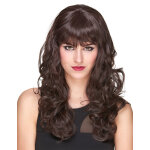 Perruque luxe chatain ondule avec frange femme - 221g